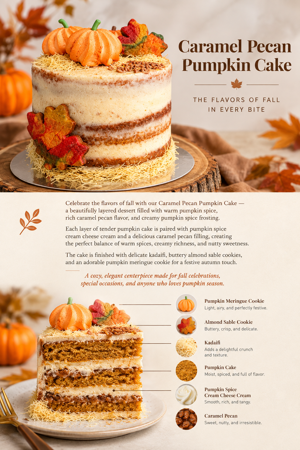 1-1. 6-inch Caramel pecan pumpkin cake