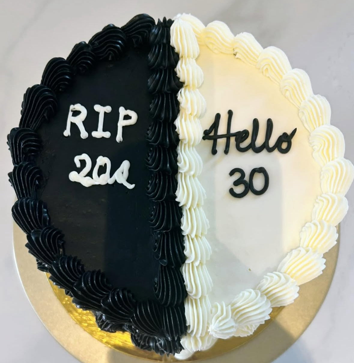 6-inch Black & White cake