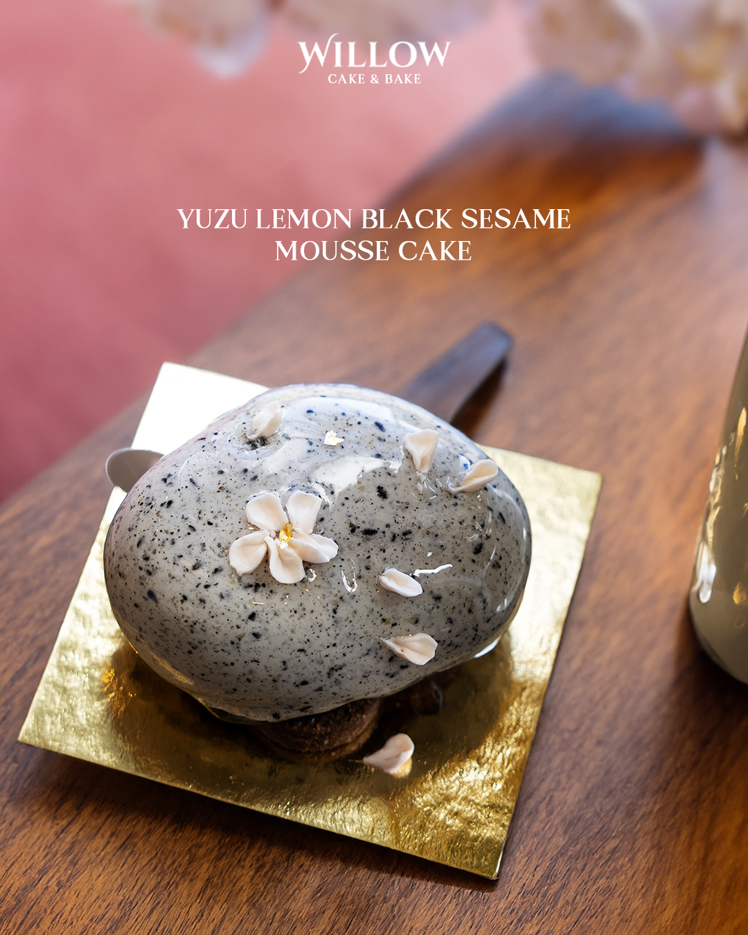 Yuzu Lemon Black Sesame Mousse cake