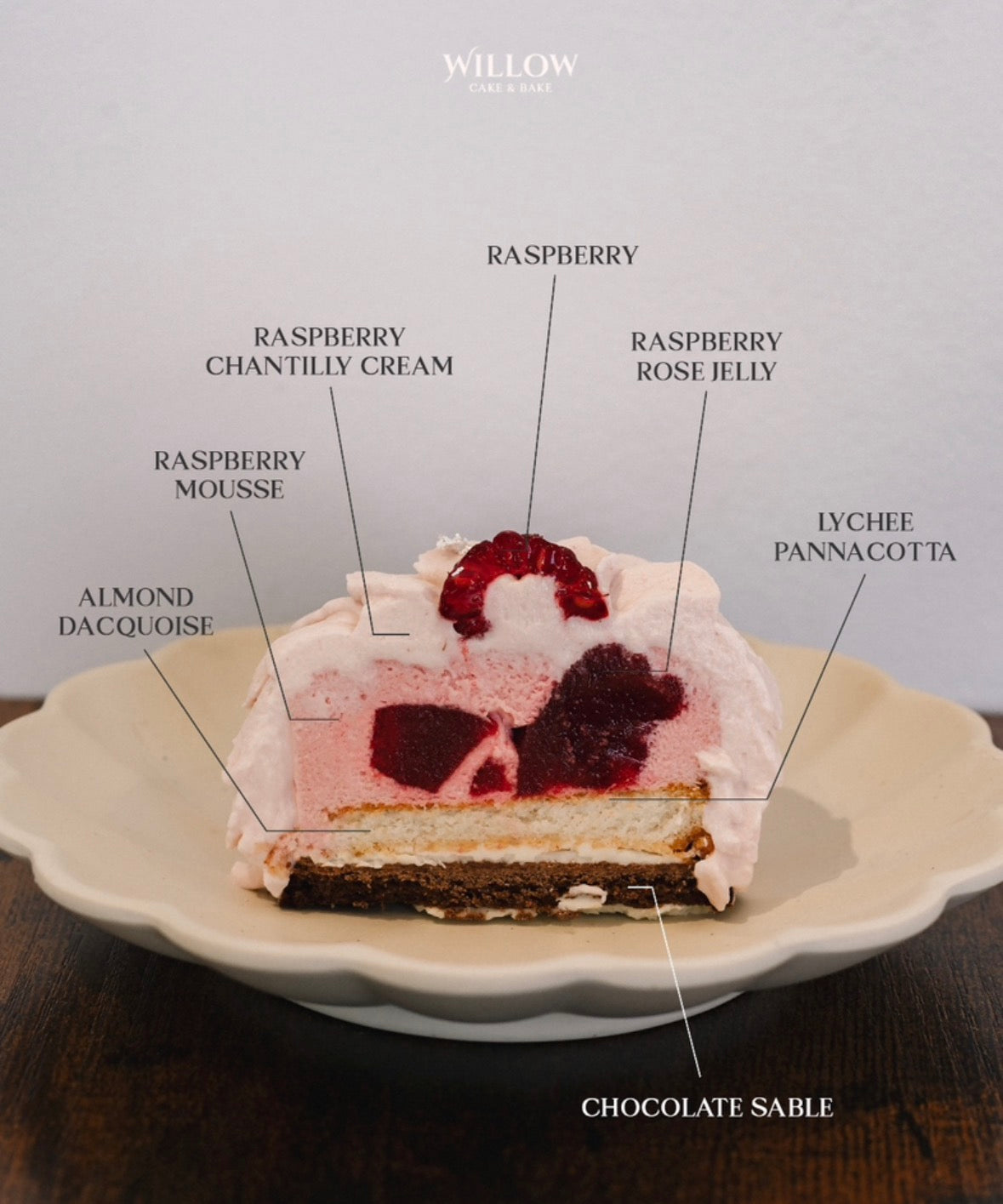 1-2. Raspberry Lychee Blossom Mousse cake