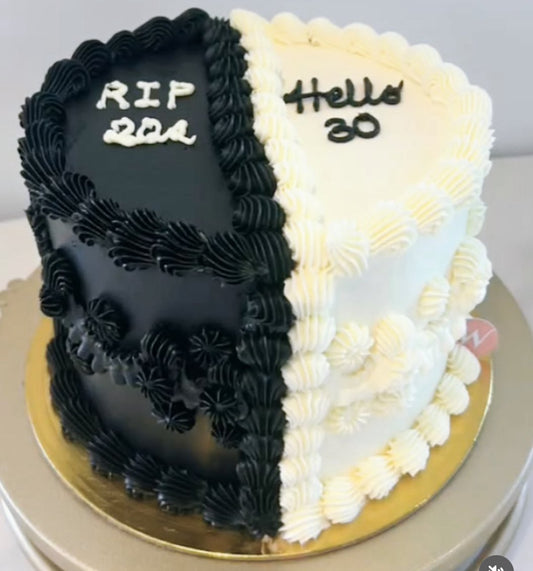 6-inch Black & White cake
