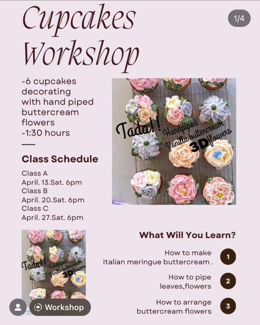 Baking Class : Buttercream Cupcakes workshop
