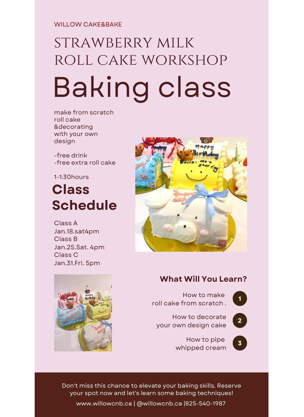 Baking class : Strawberry milk roll cake workshop