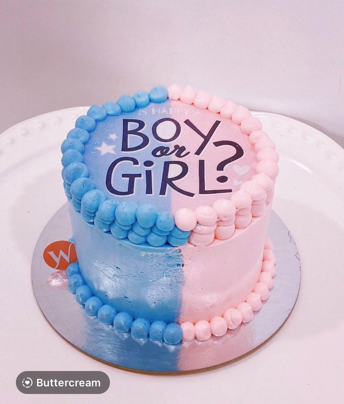 Gender reveal burn away cake