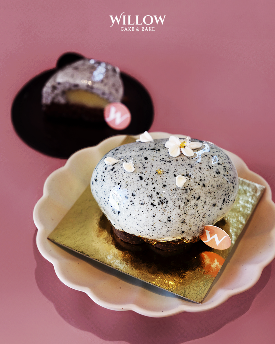 Yuzu Lemon Black Sesame Mousse cake