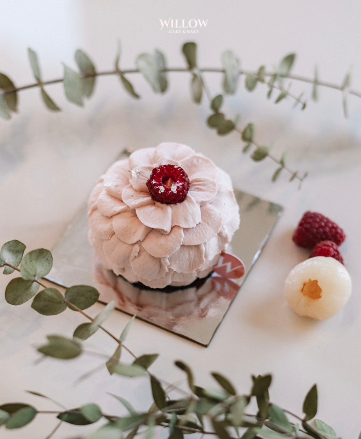 1-2. Raspberry Lychee Blossom Mousse cake