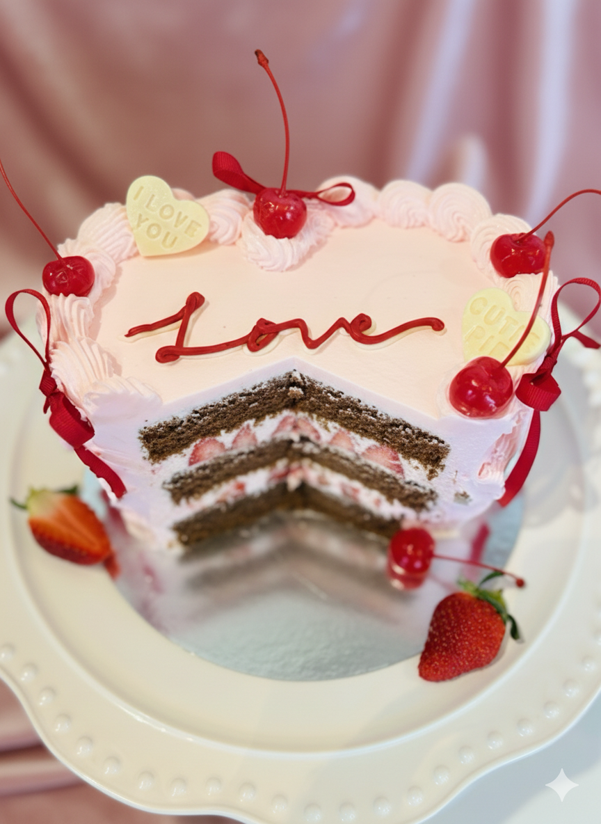 1-1. The Willow Valentine heart (4“ or 6” Chocolate Strawberry shortcake)