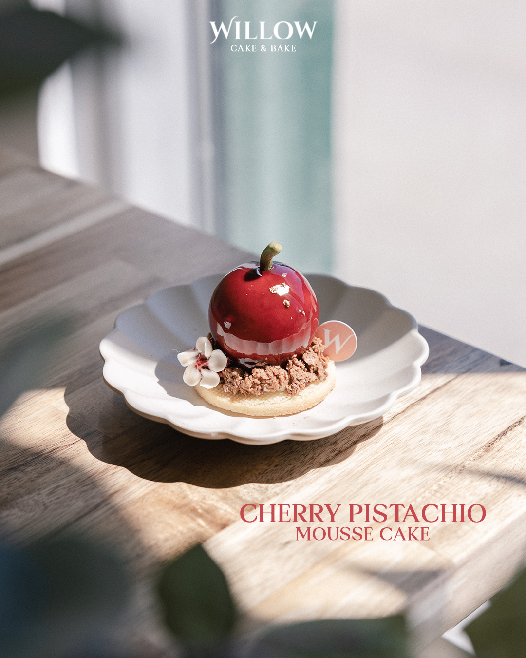 Cherry Pistachio Mousse cake