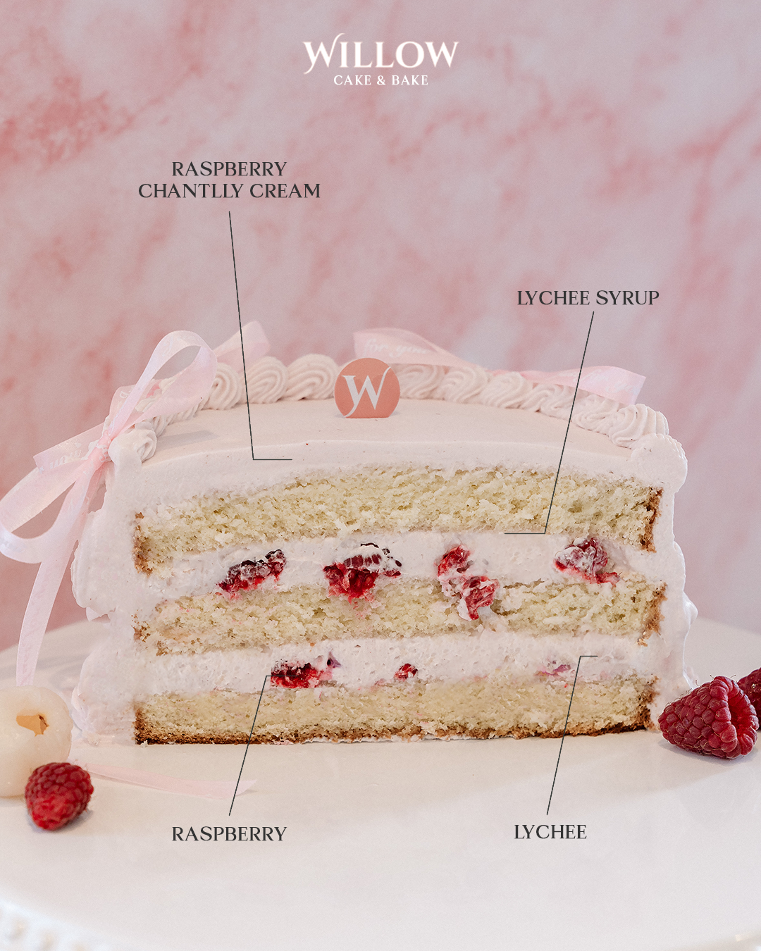 6-inch Raspberry Lychee shortcake